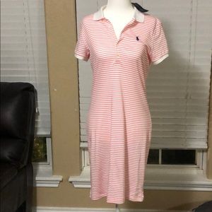 Ralph Lauren pink and white striped polo dress